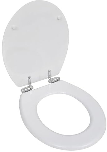 vidaXL Toilettensitz MDF Deckel mit Absenkautomatik Design Weiß