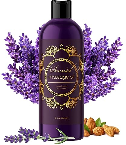 Aromatherapy Sensual Massage Oil for Couples - Lavender Massage Oil for Skin with Jojoba and Sweet Almond Oil - Aromatherapy Oil Infused with Pure Natural Oils - Vegan Non GMO & Gluten Free