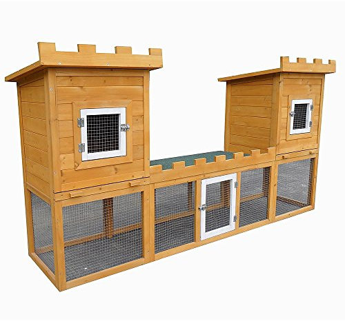 Melko Kleintierhaus-Schloss mit Freilaufgehege, 192 x 100 x 50cm, aus Holz XXL