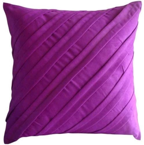 HomeCentric Fango Pink 12x12 inch Contemporary Faux Suede Pillow Cover with Textured Pintucks