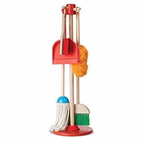 Melissa & Doug Putz Spielset - 6-teiliges Holzset mit Besen, Handfeger und Kehrschaufel, Staubwedel und Mop, für realistisches Rollenspiel und zur Mithilfe im Haushalt, für Kinder ab 3 Jahren