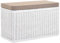 korb.outlet Rattan Wäschekorb Wäschetruhe 80 Sitz Sitzbank gepolstert Weiß, Flur-Bank Aufbewahrungsbox mit Deckel Bad-Hocker Sitzhocker Wäschesammler Sitz-Truhe Natur