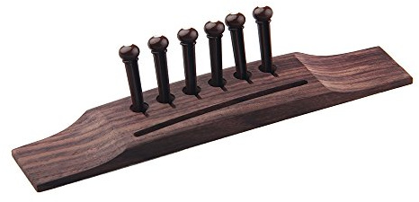 Kmise OT0100 Gitarren-Steg für Akustikgitarre, Palisander und Kaffeefarben, 6 Stück, Abalone-Punkte eingelegt