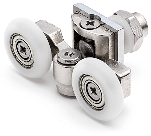 ShowerPart Twin/Double Top Shower Door Rollers/Wheels/Runners L057, Diameter 25mm, Wheel Thickness 6mm, Stainless Steel, Shower Door Replacement Parts, 4X