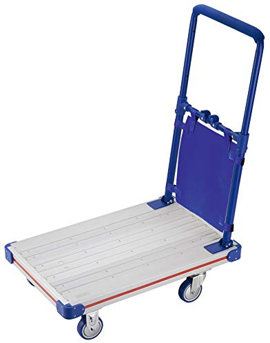 Aluminium Plattformwagen APW20-B, faltbar, blau, 200 kg Tragkraft, Kantenschutz, Schiebewagen, Handwagen, Trolley