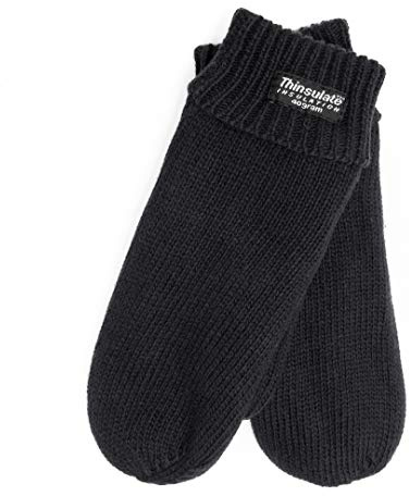 EEM guanti manopole invernali da donna, 100% lana o 100% cotone, fodera termica Thinsulate, nero L