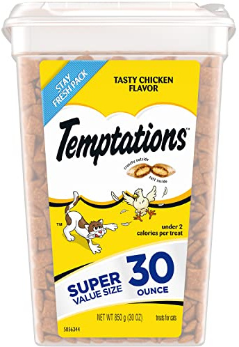 Temptations Cat Treats Classic Crunchy and Soft Cat Treats, Tasty Chicken Flavor, 30 oz. Tub