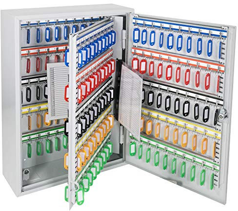 HMF 135200-07 Schlüsselschrank 200 Haken verstellbare Hakenleisten, 55,0 x 38,0 x 14,0 cm, lichtgrau