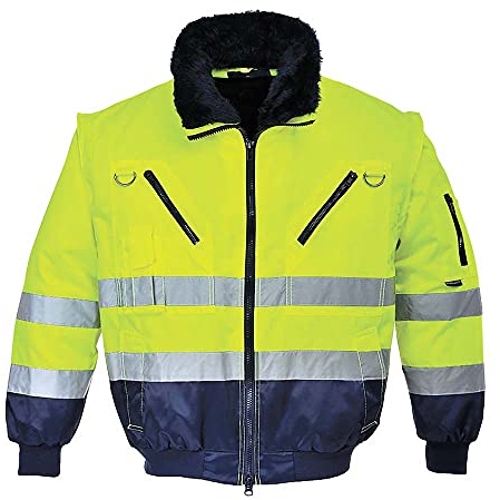 Portwest Blouson pilote 3 en 1 haute visibilité, Couleur: Jaune/Marine, Taille: S, PJ50YNRS
