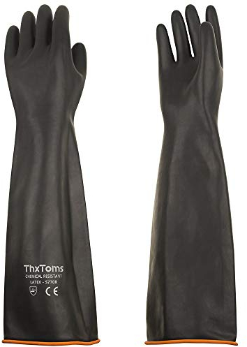 ThxToms Chemikalienbeständige Handschuhe, Chemikalienschutzhandschuh, beständig gegen starke Säuren, Laugen und Öl, Schwarz, 35cm, 45cm, 55cm (55cm)