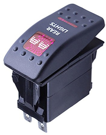 Mintice™ Interrupteur à Bascule Commutateur Lampe Lumière LED Rouge 12V 20A pour Voiture Bateau Moto (Rear Light)