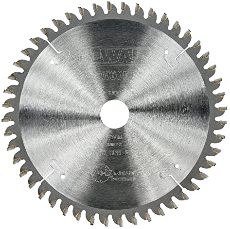 Dewalt Extreme Handkreissägeblatt DT4084 (zum Einsatz auf Handkreissägen, für extra feine Schnitte, ø: 160 mm, Bohrung 20 mm, 48 Zähne, Trapez-Flachzahn-Zahngeometrie, -5° Zahnwinkel)