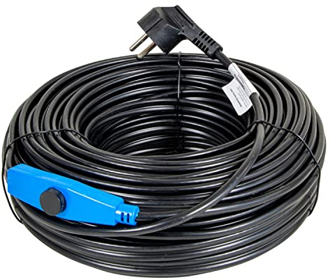 horizont Câble chauffant antigel avec thermostat de 36 m, idéal pour conduite d'eau ou comme chauffage des plantes, chauffage de gouttière, chauffage de gouttière, chauffage auxiliaire de tuyau 230 V