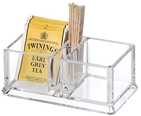 Yakri Clear Acrylic Two Lattices Tea Bags Holder Coffee Sugar Bag Case Guest Room Storage Boxes YTBH-001