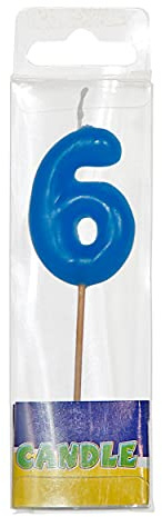 Folat 07776 Colourful Birthday Candle Number 6, Multi-Colored