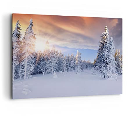 ARTTOR Leinwandbild 100x70cm Wandbild Landschaften Natur - 2433 | Abenteuer Alpen Winter Groß Wanddekoration Wohnzimmer Schlafzimmer Küche Wanddeko Wand Kunstdruck Wandkunst Wall Decor ARTTOR