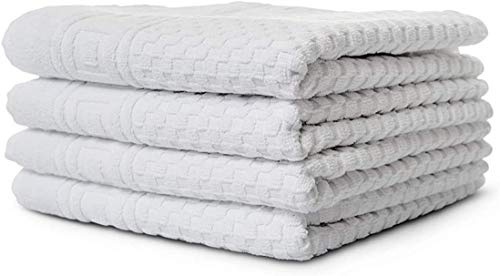 Carenesse 4er Handtücher Set 50 x 100 cm 100% Baumwolle Waffelmuster weiß | Premium Hotelqualität, Öko-Tex 100, Waffelmuster & Bordüre, Frottee fusselfrei saugstark weich kochfest 60 Grad