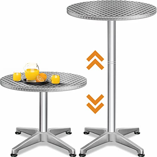 Casaria® Table de Bar bistrot Ronde ? 60 cm Hauteur réglable 70 cm / 115 cm 2 en 1 en Aluminium Mange Debout réception
