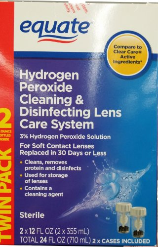 Equate Hydrogen Peroxide Cleaning & Disinfecting Lens Care System TwinPack, 2x12 Fl Oz, Compare to Clear Care
