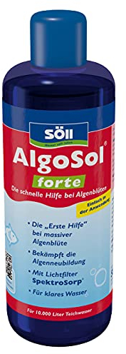 Söll 80535 AlgoSol forte 500 ml - schnelle Hilfe bei Algenblüten, hochkonzentrierte Teichpflege, bekämpft Algenneubildung mit Lichtfilter