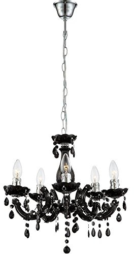 Lámpara Colgante Araña de Cristal Iluminación de Techo Iluminación Interior Lámpara Negra Globo 63110-5