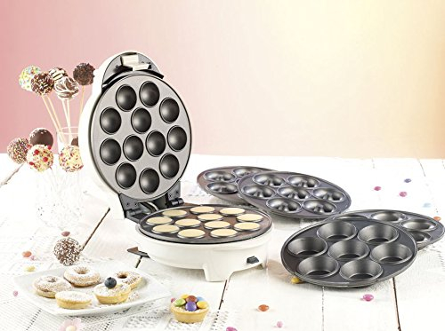 Rosenstein & Söhne Cake Pop Maker 3 in 1: 3in1-Donut-, Cupcake- und Cakepop-Maker mit Antihaftbeschichtung (Cake Pop Donut, Muffin &, Geschenkideen)