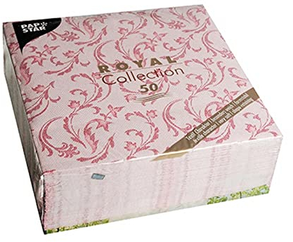 Papstar, 50 Servietten ROYAL Collection 1/4-Falz 40 cm x 40 cm bordeaux Damascato, #84999