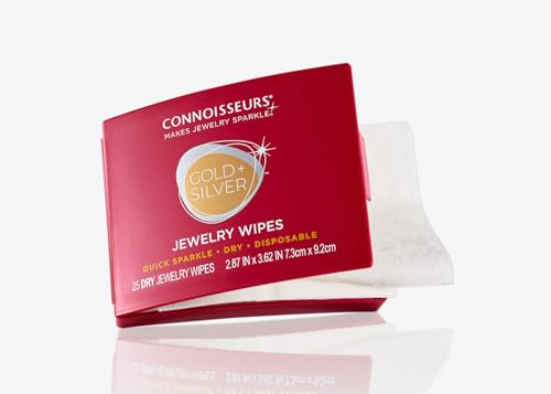 Connoisseurs Lingettes à bijoux, pour or, argent, pierres précieuses et bijoux fantaisie, 25 lingettes dans une boîte