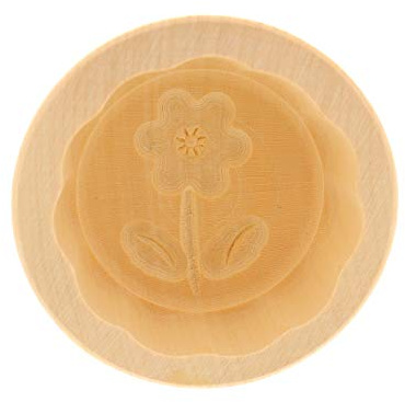 HOFMEISTER® Butterform, für 30 g Butter, 7 cm, Blume B, handgeschnitzt in Deutschland, Butter-Form zum Dekorieren, runde Sturz-Form, Butter-Model aus heimischem Ahorn-Holz
