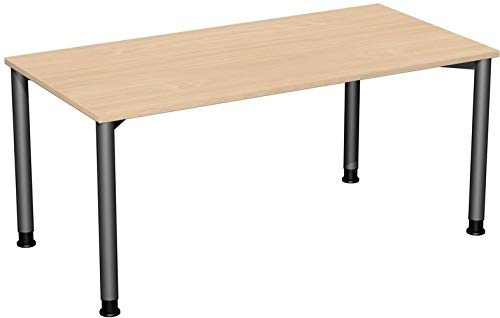 Gera Möbel 4 Fuß Flex Schreibtisch, Holzdekor, buche/anthrazit, 160 x 80 x 72 cm