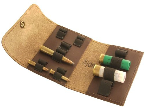 Patronenetui, Leder 3 große / 8 kleine Kugeln / 4 Schrot, braun