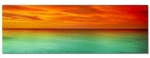 PANORAMA BILD in 150x50cm (oranger Himmel blaues meer) TOP Bilder! Wandbild xxl günstig & modern ART PRINT Wandbilder Bilder EXKLUSIVES Fotowandbild auf Leinwand und Keilrahmen Bild Leinwandbild Fotodruck modern Zeitlos Stilvoll wie ein Gemälde Ausführung schöner Kunstdruck auf echter Leinwand als Wandbild mit Rahmen. Preiswerter als Ölbild Gemälde Foto Poster Plakat mit Bilderrahmen.
