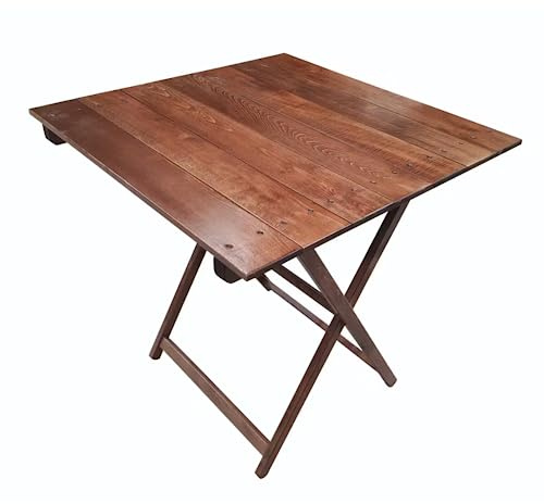 Mueblear Velador de Haya Plegable con tablillas 70x70 Nogal
