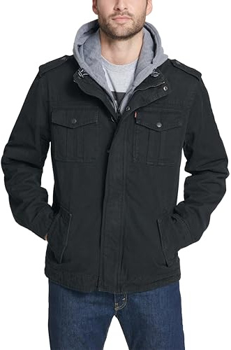 Levi's® Two-Pocket Hoodie with Zip Out Jersey Bib/Hood and Sherpa Lining Black 1 XL