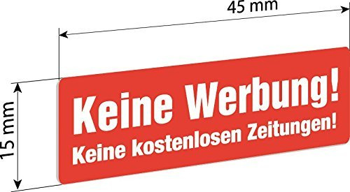 6 Keine Werbung Einleger 45x15mm z.B. für Knobloch Briefkastenanlage - Gegen Briefkasten-Werbung