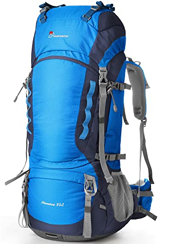 Mountaintop Trekkingrucksack 80L Wanderrucksack Herren Damen Reiserucksack Großer Rucksack mit Regenschutz für Outdoor Reisen Camping Trekking (Blau)