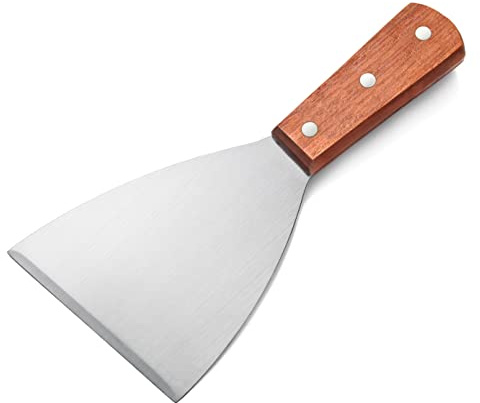 New Star Foodservice 38309 Wood Handle Slant Edge Grill Scrapers, 4 by 8.5-Inch