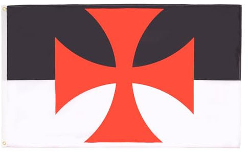 AZ FLAG Drapeau Templiers Baussant 150x90 cm Polyester 100D 2 Œillets | Usage intérieur et extérieur Drapeau décoratif de l'ordre du Temple coutures doubles et bords renforcés