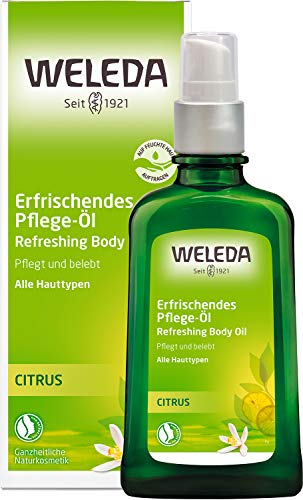 Weleda – Aceite Corporal Refrescante de Citrus, Combate la Sequedad, Refresca y Energiza la Piel, con Aceite de Almendra y Cáscara de Limón, 100% Natural, Vegano – 100 ml
