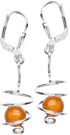 InCollections Damen-Ohrhänger 925 Sterling Silber 2 Bernsteine gelb 25 mm