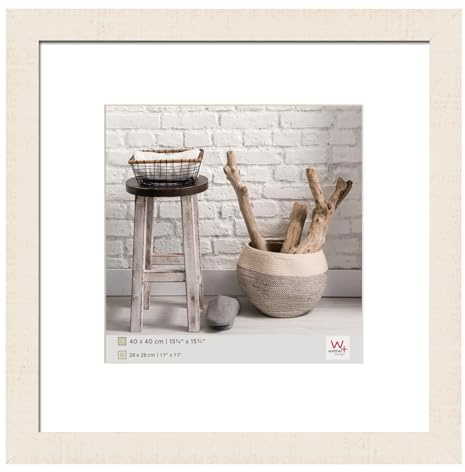 walther design Marco de Fotos Crema Blanco 40 x 40 cm con passepartout, Marco de Madera Home HO440W