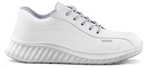Artra Arawa Chaussures de travail antidérapantes blanches pour clinique, cuisine, nourriture S2 Embout en acier, Blanc., 43 EU