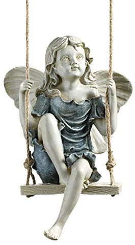 Design Toscano Fee auf einer Schaukel - Figur, Maße: 14 x 19 x 29 cm