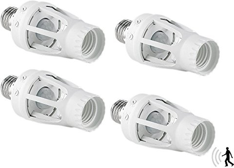 Lunartec Lampenfassung mit 360°-PIR-Bewegungssensor, E27, 4er-Set