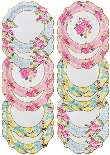 Talking Tables Assiettes Jetables en Papier Floral Vintage pour Fetes, Couleurs Pastel