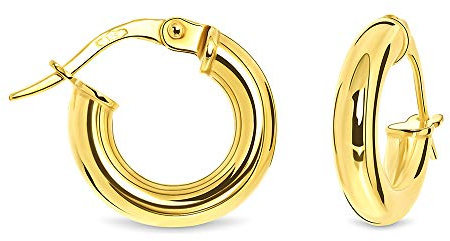 MIORE Schmuck, Ohrringe Gold 375 9 Kt Gelbgold/Weißgold, goldene Creolen Damen, runde Hoops Ohrringe Damen, Ohrschmuck
