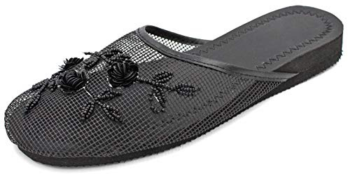 Cammie Women's Floral Beaded Mesh Chinese Slippers