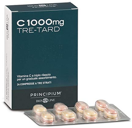 BIOS LINE Principium C 1000mg Tre-Tard, Vitamina C a triplo rilascio per un graduale assorbimento, 24 compresse