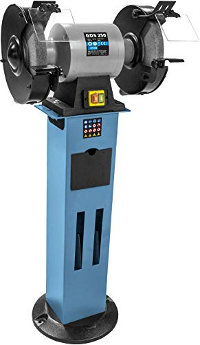 Güde 55123 Doppelschleifer GDS 250 (750 W, Motordrehzahl 2850 1/min, 2x Schutzscheiben inkl. Schleifscheiben Abrichter, Grob- & Feinschleifscheibe ø 250 mm mit Adapter 20 mm, stabiles Untergestell)