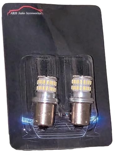 ARH Auto Accessories Cold White 50-SMD COB Reverse Light Bulbs, Twin Pack - Direct Replacement for P21W Reverse Bulbs, Compatible with Any P21W Socket